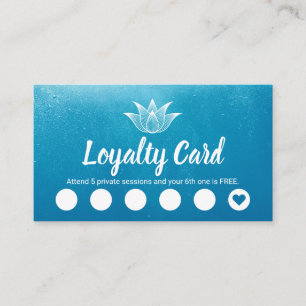 Yoga Instructor Lotus Logo Aqua Blue Loyalty Punch