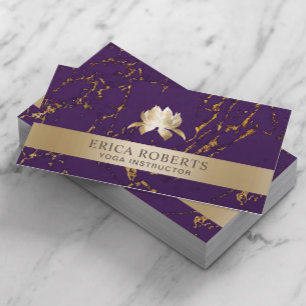 Yoga Instructor Lotus Logo Modern Paars & Gold Visitekaartje