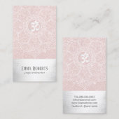 Yoga Instructor Lotus Mandala Blush Pink & Silver Visitekaartje (Voorkant / Achterkant)