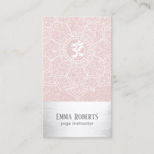 Yoga Instructor Lotus Mandala Blush Pink & Silver Visitekaartje