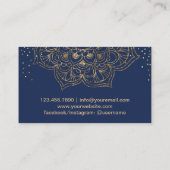 Yoga Instructor Lotus Mandala Elegant Navy & Gold Visitekaartje (Achterkant)