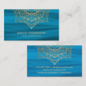 Yoga Instructor Lotus Mandala Turquoise & Gold Visitekaartje (Voorkant / Achterkant)
