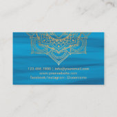 Yoga Instructor Lotus Mandala Turquoise & Gold Visitekaartje (Achterkant)