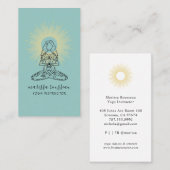 Yoga Instructor Lotus Pose Blue Green Visitekaartje (Voorkant / Achterkant)