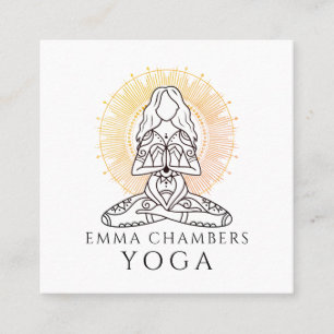 Yoga Instructor Lotus Pose Gold Mandala Vierkante Visitekaartje