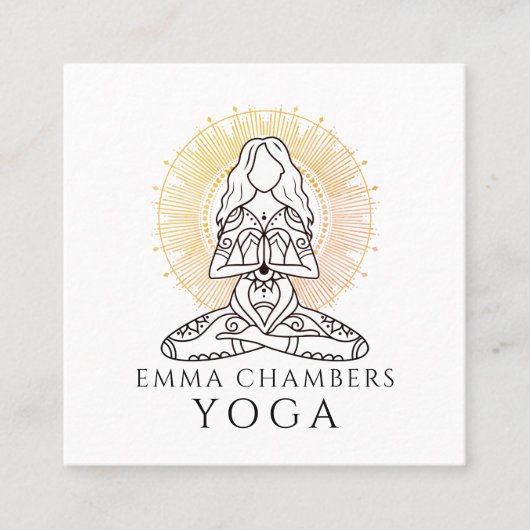 Yoga Instructor Lotus Pose Gold Mandala Vierkante Visitekaartje (Voorkant)