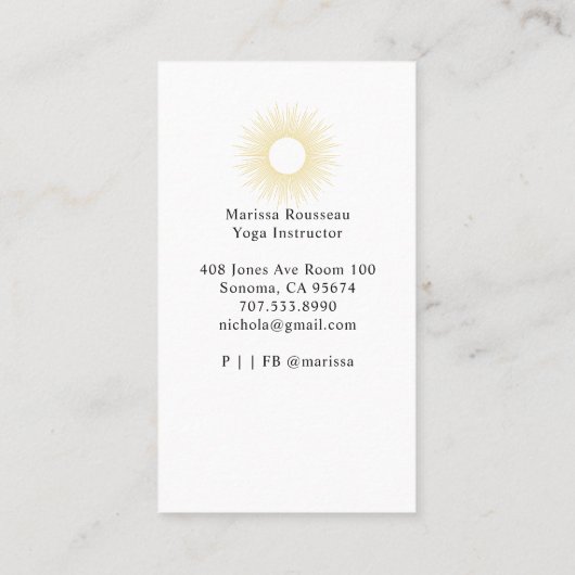 Yoga Instructor Lotus Pose Visitekaartje (Achterkant)