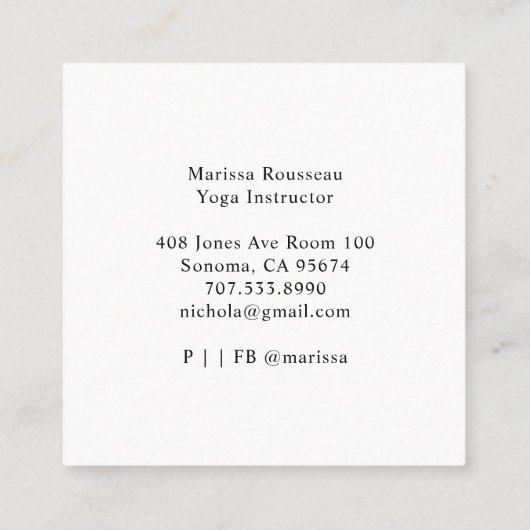 Yoga Instructor Lotus Pose Visitekaartje (Achterkant)