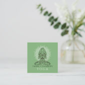 Yoga Instructor Lotus Pose White Mandala Green Vierkante Visitekaartje (Staand voorkant)