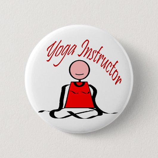 Yoga Instructor-Lotus Postion Stick Figuur Ronde Button 5,7 Cm (Voorkant)