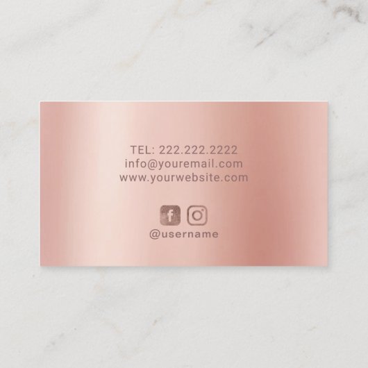 Yoga Instructor Lotus Roos Gold Pastel Salon Spa Visitekaartje (Achterkant)