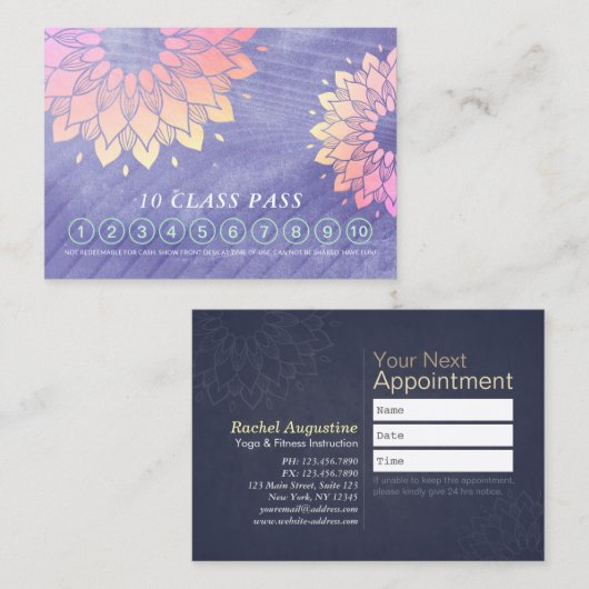 Yoga Instructor Mandala 10 Klasse Nummer paspoort Klantenkaartje (Voorkant / Achterkant)