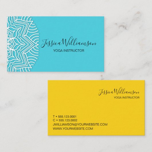 YOGA INSTRUCTOR MANDALA CUSTOM COLORS VISITEKAARTJE (Voorkant / Achterkant)