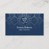 Yoga Instructor Mandala Om de legant Navy Blue te  Visitekaartje (Voorkant)