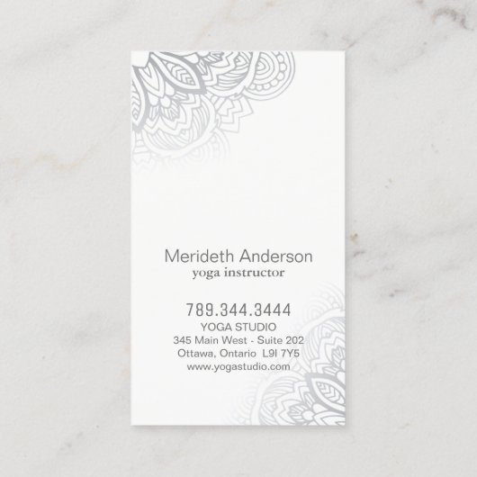 Yoga Instructor Mandala Visitekaartjes (Achterkant)