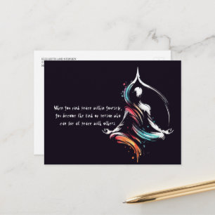 Yoga Instructor Meditatie Pose Brush Stroke Quote Briefkaart