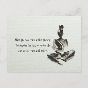 Yoga Instructor Meditatie Pose Brush Stroke Quote Briefkaart