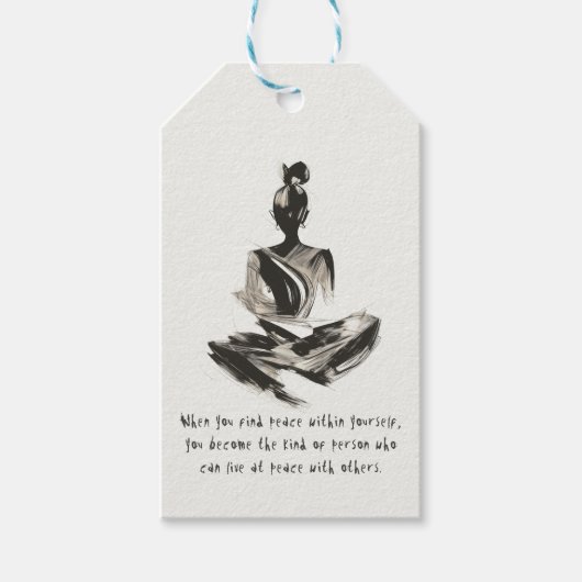 Yoga Instructor Meditatie Pose Brush Stroke Quote Cadeaulabel (Voorkant)