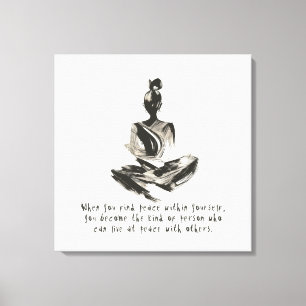 Yoga Instructor Meditatie Pose Brush Stroke Quote Canvas Afdruk