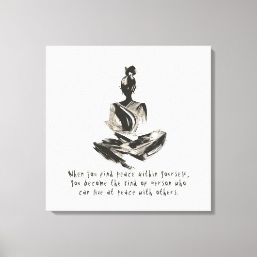 Yoga Instructor Meditatie Pose Brush Stroke Quote Canvas Afdruk (Voorkant)