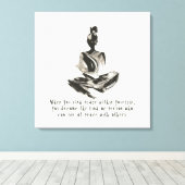 Yoga Instructor Meditatie Pose Brush Stroke Quote Canvas Afdruk (Insitu (Houten vloer))
