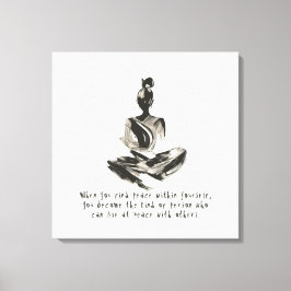 Yoga Instructor Meditatie Pose Brush Stroke Quote Canvas Afdruk