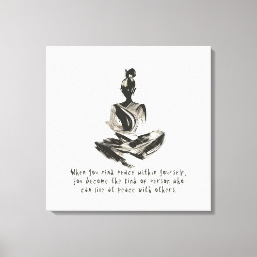 Yoga Instructor Meditatie Pose Brush Stroke Quote Canvas Afdruk (Voorkant)