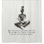 Yoga Instructor Meditatie Pose Brush Stroke Quote Douchegordijn (Voorkant)