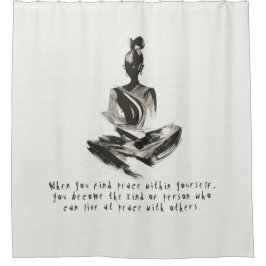 Yoga Instructor Meditatie Pose Brush Stroke Quote Douchegordijn