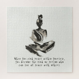 Yoga Instructor Meditatie Pose Brush Stroke Quote Legpuzzel