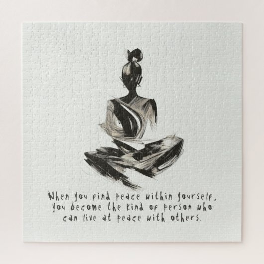 Yoga Instructor Meditatie Pose Brush Stroke Quote Legpuzzel (Verticaal)
