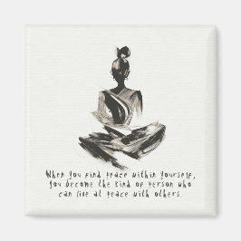 Yoga Instructor Meditatie Pose Brush Stroke Quote Magneet