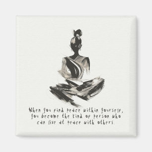 Yoga Instructor Meditatie Pose Brush Stroke Quote Magneet