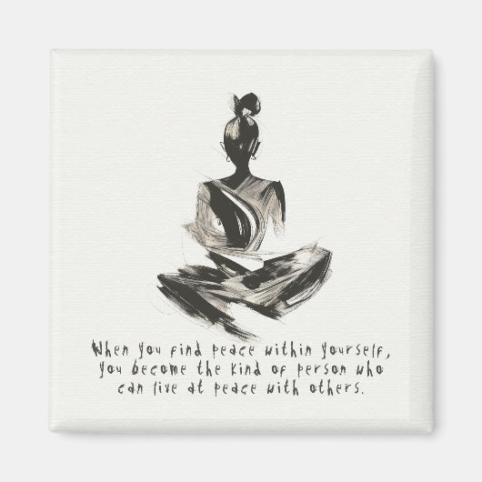 Yoga Instructor Meditatie Pose Brush Stroke Quote Magneet (Voorkant)