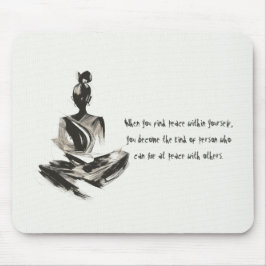 Yoga Instructor Meditatie Pose Brush Stroke Quote Muismat