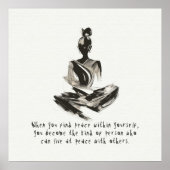 Yoga Instructor Meditatie Pose Brush Stroke Quote Poster (Voorkant)