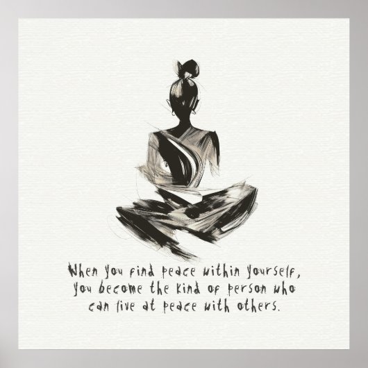Yoga Instructor Meditatie Pose Brush Stroke Quote Poster (Voorkant)