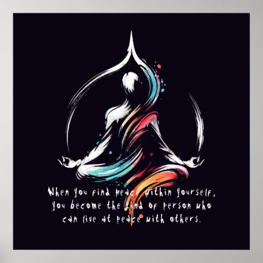 Yoga Instructor Meditatie Pose Brush Stroke Quote Poster (Voorkant)