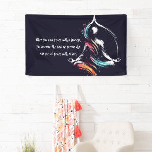 Yoga Instructor Meditatie Pose Brush Stroke Quote Spandoek