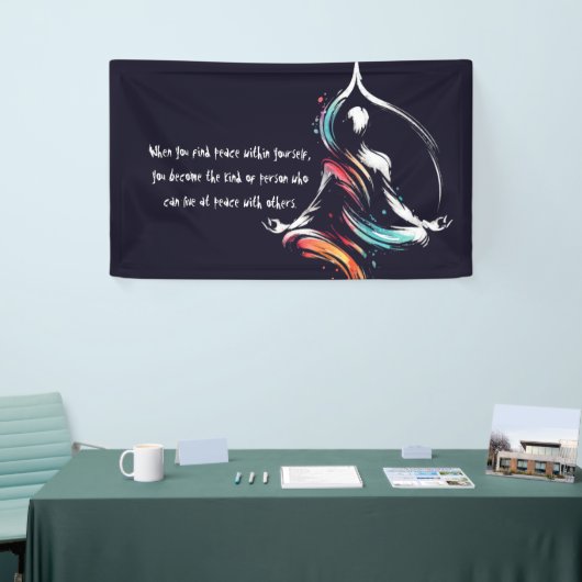 Yoga Instructor Meditatie Pose Brush Stroke Quote Spandoek (Beurs)