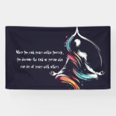 Yoga Instructor Meditatie Pose Brush Stroke Quote Spandoek (Horizontaal)