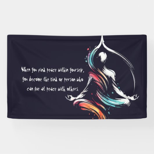 Yoga Instructor Meditatie Pose Brush Stroke Quote Spandoek (Horizontaal)