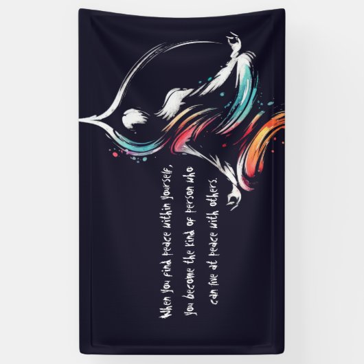 Yoga Instructor Meditatie Pose Brush Stroke Quote Spandoek (Verticaal)