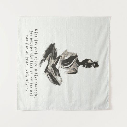 Yoga Instructor Meditatie Pose Brush Stroke Quote Wandkleed (Voorkant (horizontaal))