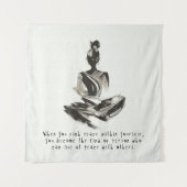Yoga Instructor Meditatie Pose Brush Stroke Quote Wandkleed (Voorkant)