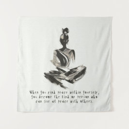 Yoga Instructor Meditatie Pose Brush Stroke Quote Wandkleed