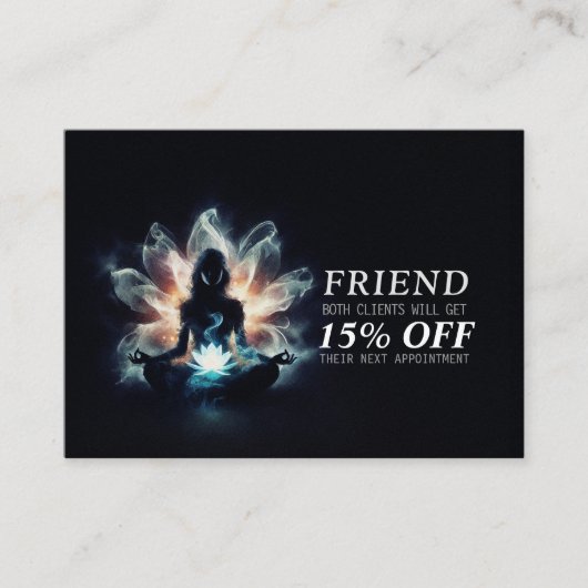 Yoga Instructor Meditatie Pose Gloeiende Mist Lotu Aanbevelingskaartje (Voorkant)