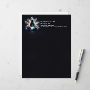 Yoga Instructor Meditatie Pose Gloeiende Mist Lotu Briefhoofd