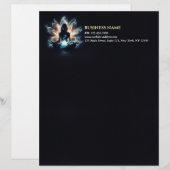 Yoga Instructor Meditatie Pose Gloeiende Mist Lotu Briefhoofd (Voorkant / Achterkant)