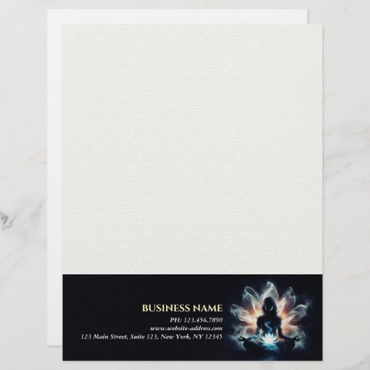 Yoga Instructor Meditatie Pose Gloeiende Mist Lotu Briefhoofd (Voorkant / Achterkant)